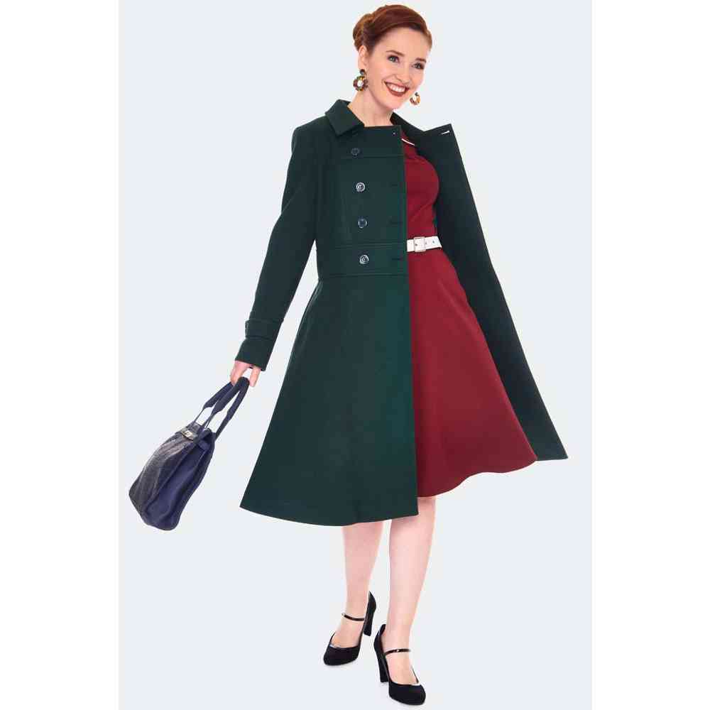Voodoo Vixen - Double Breasted Green Pea Coat - Green